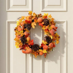 Garden Greatness Autumnal Harvest Pumpkin And Leaf Wreath - thumbnail 1