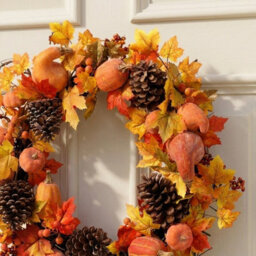 Garden Greatness Autumnal Harvest Pumpkin And Leaf Wreath - thumbnail 2