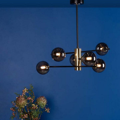 Pagazzi Lighting Pagazzi Eaen 6-Light Semi Flush Black Ceiling Light With Smoked Glass - image 1