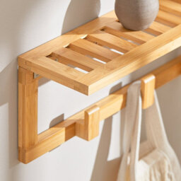 Sobuy Fhk06-N, Bamboo Wall Coat Rack With 6 Hooks Bathroom Wall Towel Rack Shelf, W90Xd12.5Xh14.5 - thumbnail 8