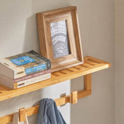 Sobuy Fhk06-N, Bamboo Wall Coat Rack With 6 Hooks Bathroom Wall Towel Rack Shelf, W90Xd12.5Xh14.5 - thumbnail 5