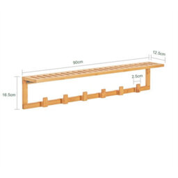 Sobuy Fhk06-N, Bamboo Wall Coat Rack With 6 Hooks Bathroom Wall Towel Rack Shelf, W90Xd12.5Xh14.5 - thumbnail 3