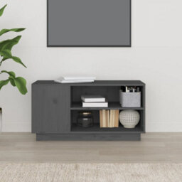 Berkfield Sturdy Tv Cabinet Grey 80X35X40.5 Cm Solid Wood Pine - thumbnail 3