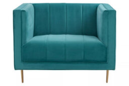 Premier Housewares Interiors By Premier Green Armchair, Plush Velvet Upholstered Seat, Sofa Couch For Outdoor Patio, Mid-Century Modern Armchair - thumbnail 2