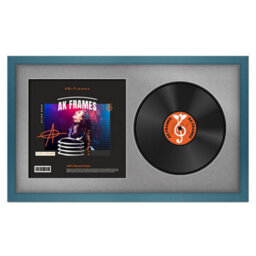 "30X17"" Navy Blue Modern Vinyl Record Frame With Silver Mount For 12 Inch Lp Album Cover & Disc - Ak Frames" - thumbnail 1