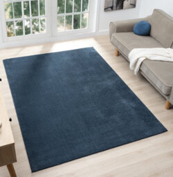 Comfy Washable Low Pile Living Room Area Rug - Anti-Slip Felt Backing Navy 120Cm X 160Cm - thumbnail 1