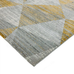 Yellow Chequered Geometric Modern Easy To Clean Rug For Bed Room Living Room And Dining Room-120Cm X 170Cm - thumbnail 3