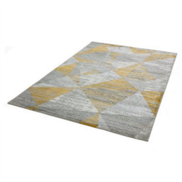 Yellow Chequered Geometric Modern Easy To Clean Rug For Bed Room Living Room And Dining Room-120Cm X 170Cm - thumbnail 2