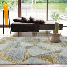 Yellow Chequered Geometric Modern Easy To Clean Rug For Bed Room Living Room And Dining Room-120Cm X 170Cm - thumbnail 1