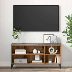 Berkfield Rustic Old Wood Tv Stand Old Wood Engineered Wood, Metal Medium Storage - thumbnail 4