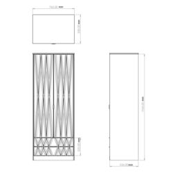 Pesaro Ready Assembled Modern Matt Indigo & White 2 Drawer Tall Double Wardrobe (H)1970mm (W)740mm (D)530mm - thumbnail 4