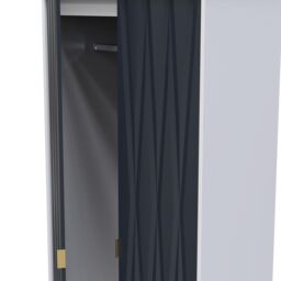 Pesaro Ready Assembled Modern Matt Indigo & White 2 Drawer Tall Double Wardrobe (H)1970mm (W)740mm (D)530mm - thumbnail 6