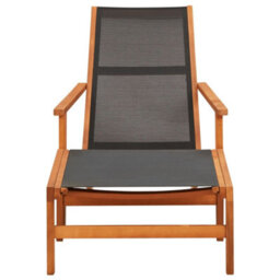 Berkfield Garden Chair With Footrest Solid Eucalyptus Wood And Textilene - thumbnail 2