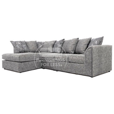 Furnishings For Less UK Byron Dundee Chenille Fabric 5 Seater L Shaped Corner Sofa  Light Grey Left Hand Facing - image 1
