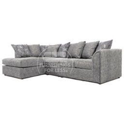 Furnishings For Less UK Byron Dundee Chenille Fabric 5 Seater L Shaped Corner Sofa  Light Grey Left Hand Facing - thumbnail 1