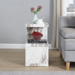 Furniture in Fashion Miami High Gloss S Shape Side Table In Filo Marble Effect - thumbnail 2
