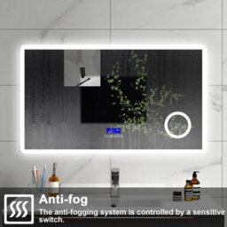 Sline 1400X800mm Bluetooth Led Bathroom Mirror With 3-Colour Modes Demister Pad Magnifying Glass Digital Display Panel - thumbnail 8