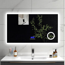 Sline 1400X800mm Bluetooth Led Bathroom Mirror With 3-Colour Modes Demister Pad Magnifying Glass Digital Display Panel