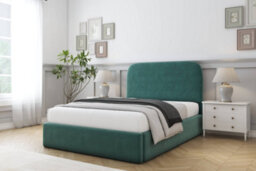 "Sloomy Belvoir Emerald Plush Bed Frame With 45"" Upholstered Headboard 4' Small Double" - thumbnail 2