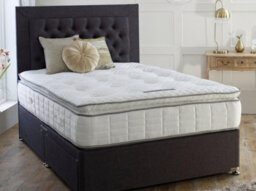 Divan Base Direct Dura Beds Cagliari 1000 Pocket Sprung Luxury Pillow Top Divan Bed Set 5Ft King 4 Drawers- Lino Charcoal - thumbnail 1
