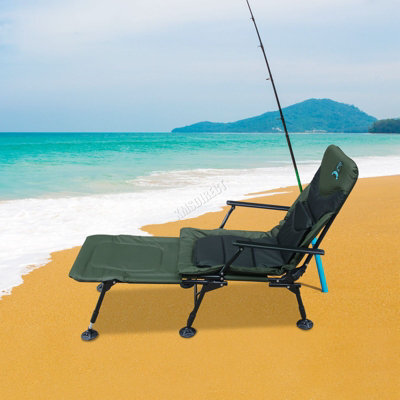 Carpzilla Portable Folding Fishing Chair With Footrest 170 Recline Extend Green - image 1
