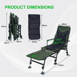 Carpzilla Portable Folding Fishing Chair With Footrest 170 Recline Extend Green - thumbnail 5