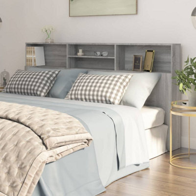 Vidaxl Headboard Cabinet Grey Sonoma 200X19X103.5 Cm Headboard Cabinets - image 1