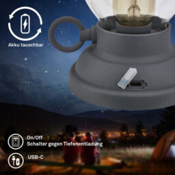 Briloner Lantern Rechargeable Led Table Oil Lamp Candle Antique Style Outdoor Anthracite - thumbnail 4