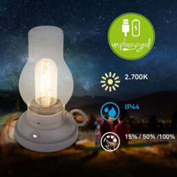 Briloner Lantern Rechargeable Led Table Oil Lamp Candle Antique Style Outdoor Anthracite - thumbnail 2