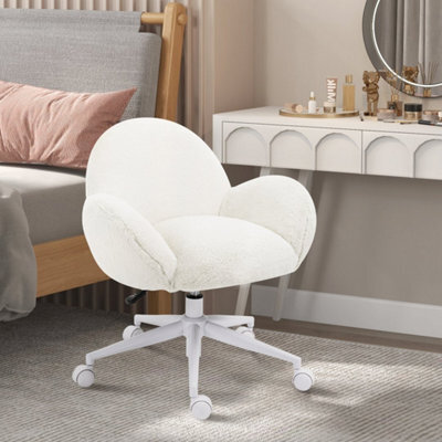 Cream White Fluffy Leisure Chair Office Chair W/ Backrest And Armrest - image 1