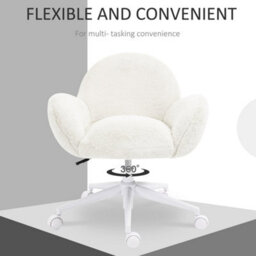 Cream White Fluffy Leisure Chair Office Chair W/ Backrest And Armrest - thumbnail 4