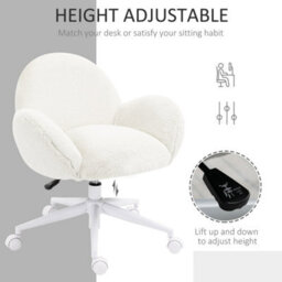 Cream White Fluffy Leisure Chair Office Chair W/ Backrest And Armrest - thumbnail 3