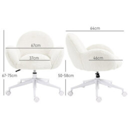 Cream White Fluffy Leisure Chair Office Chair W/ Backrest And Armrest - thumbnail 2