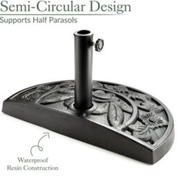 Half Parasol Base Garden Umbrella Stand Sunshade Holder Black 9Kg 15Kg Christow - thumbnail 3