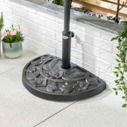 Half Parasol Base Garden Umbrella Stand Sunshade Holder Black 9Kg 15Kg Christow - thumbnail 2