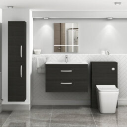 Royal Bathrooms Turin Hale Black 800mm Wall Hung Vanity Unit 2 Drawer With Minimalist Basin Sink - thumbnail 2