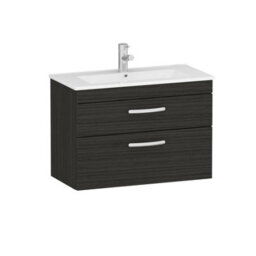 Royal Bathrooms Turin Hale Black 800mm Wall Hung Vanity Unit 2 Drawer With Minimalist Basin Sink - thumbnail 6