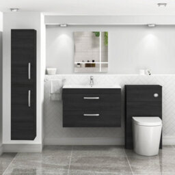 Royal Bathrooms Turin Hale Black 800mm Wall Hung Vanity Unit 2 Drawer With Minimalist Basin Sink - thumbnail 4