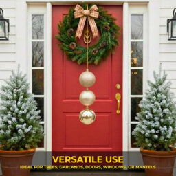 Shatchi Set Of 3 - 20Cm Champange Christmas Baubles (Glossy, Matte, Glitter) Décor Pack - thumbnail 4