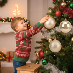 Shatchi Set Of 3 - 20Cm Champange Christmas Baubles (Glossy, Matte, Glitter) Décor Pack - thumbnail 7