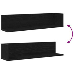 Berkfield Wall Shelves 2 Pcs Black 75X16.5X16.5 Cm Engineered Wood - thumbnail 8