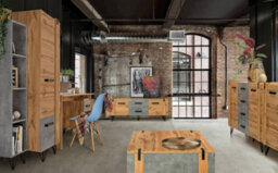 Arte Rustic-Chic Bookcase - Lofter In Oak Wotan & Concrete, H1635mm W350mm D350mm - thumbnail 2