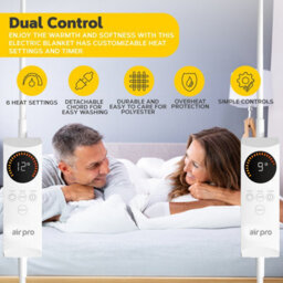 Air Pro Electric Blanket - Fully Fitted Mattress Cover With Elastic Straps - Detachable Dual Controllers - Double - 135X190Cm - thumbnail 2
