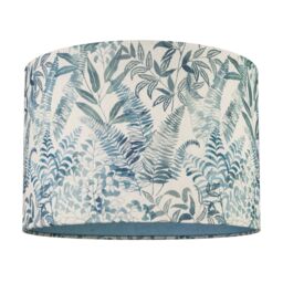 Cyanotype Blue & Cream Leaves Drum Lamp Shade (D)30Cm - thumbnail 2