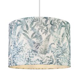 Cyanotype Blue & Cream Leaves Drum Lamp Shade (D)30Cm - thumbnail 3