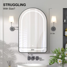 Keepreaper Sleek Arched Bathroom Mirror Cabinet With Led Lights 3-Color 51X80 Cm Wall Mounted Recessed Design Bathroom Cabinet - thumbnail 8