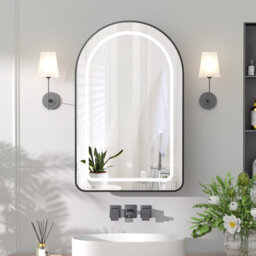 Keepreaper Sleek Arched Bathroom Mirror Cabinet With Led Lights 3-Color 51X80 Cm Wall Mounted Recessed Design Bathroom Cabinet
