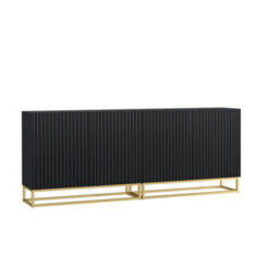 Creative Furniture Ripple Duo Sideboard 200Cm - Black With Fluted Doors - thumbnail 8