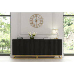 Creative Furniture Ripple Duo Sideboard 200Cm - Black With Fluted Doors - thumbnail 2
