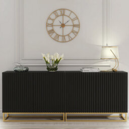 Creative Furniture Ripple Duo Sideboard 200Cm - Black With Fluted Doors